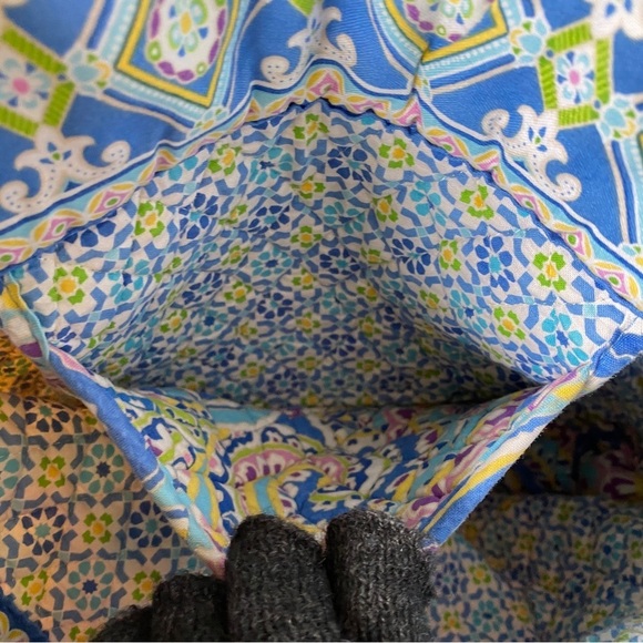 Vera Bradley quilted Paisley blue and yellow Shoulder Tote - Picture 3 of 6